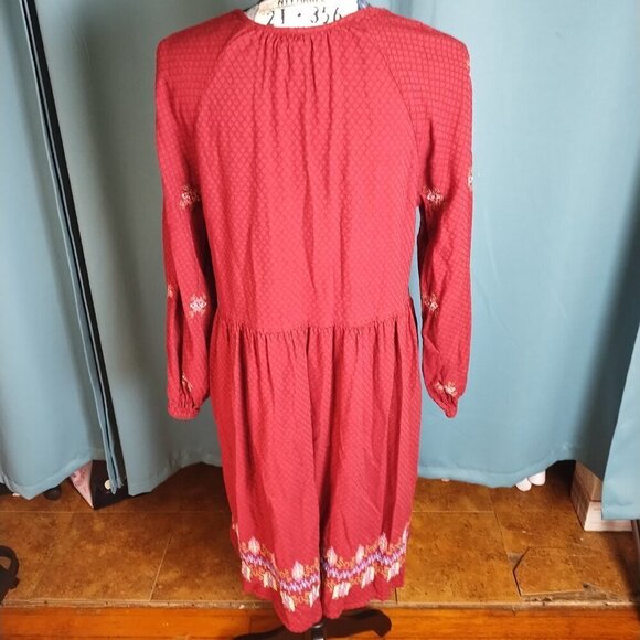 Knox Rose Embroidered Tassel tie boho long sleeve dress. - Picture 6 of 6